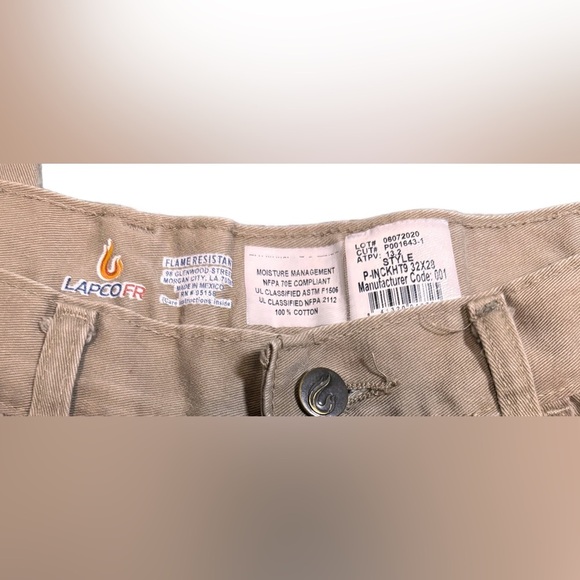 Lapco Flame Resistant Work Pants size 33x27 - Picture 7 of 9